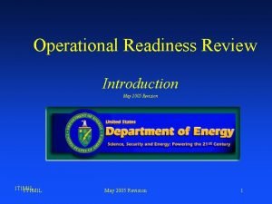 Operational readiness review