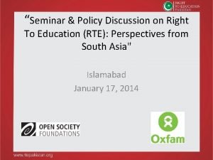 Seminar Policy Discussion on Right To Education RTE
