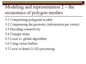 Modeling and representation 2 the economics of polygon