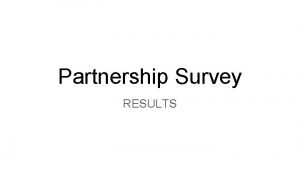 Partnership Survey RESULTS Partnership Survey Results 1177 79