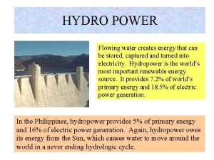 How hydropower works