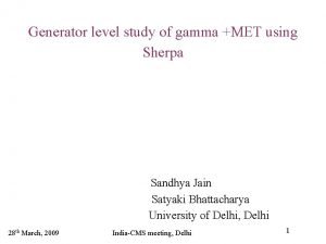 Generator level study of gamma MET using Sherpa