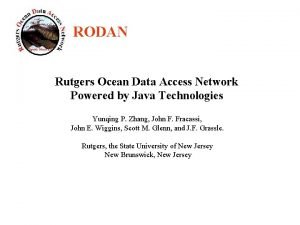 RODAN Rutgers Ocean Data Access Network Powered by