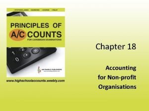 Chapter 18 Accounting for Nonprofit Organisations NonProfit Organisations