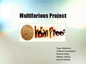 Multifarious Project Team Members Alberto Dominguez Nirmit Gang