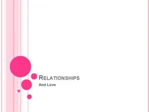 RELATIONSHIPS And Love LONG TERM RELATIONSHIPS Exchange relationships
