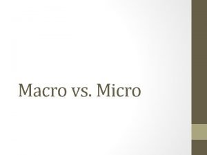 Macro vs Micro Lesson objectives Define key terms