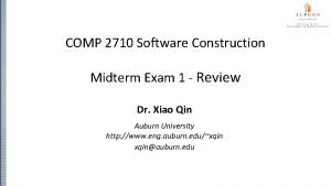 COMP 2710 Software Construction Midterm Exam 1 Review