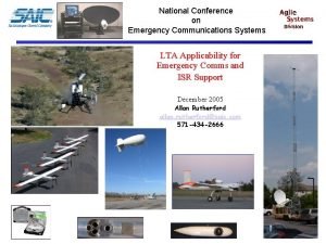 National Conference on Emergency Communications Systems LTA Applicability