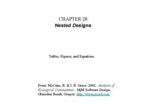 CHAPTER 28 Nested Designs Tables Figures and Equations