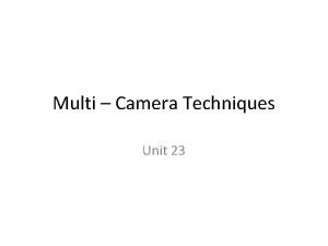 Multi Camera Techniques Unit 23 What is Multi