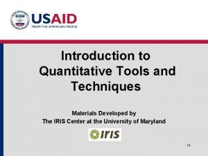 Tools of quantitative techniques