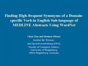 Finding Highfrequent Synonyms of a Domainspecific Verb in