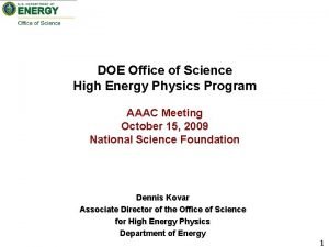 DOE Office of Science High Energy Physics Program