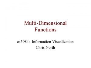 MultiDimensional Functions cs 5984 Information Visualization Chris North