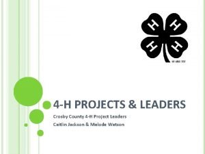 4 H PROJECTS LEADERS Crosby County 4 H