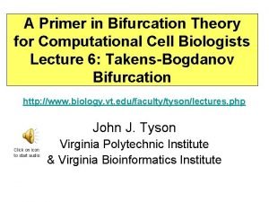 A Primer in Bifurcation Theory for Computational Cell