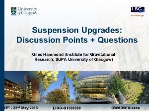 Suspension Upgrades Discussion Points Questions Giles Hammond Institute