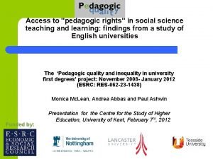 Access to pedagogic rights in social science teaching