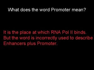 What does the word Promoter mean It is