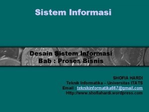 Sistem Informasi Desain Sistem Informasi Bab Proses Bisnis