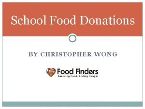 School Food Donations BY CHRISTOPHER WONG What is