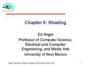 Chapter 6 Shading Ed Angel Professor of Computer