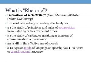 What is rhetoric
