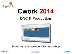 Cwork 2014 DNC Production Boost and manage your