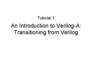 Verilog ams tutorial