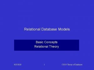 Relational Database Models Basic Concepts Relational Theory 9252020