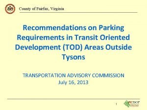 County of Fairfax Virginia Recommendations on Parking Requirements
