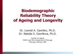 Biodemographic Reliability Theory of Ageing and Longevity Dr