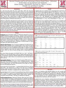 Emotion Perception and Social Functioning in Serious Mental