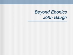 Beyond Ebonics John Baugh Civil Rights Act of