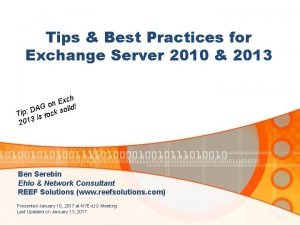 Exchange 2010 best practices