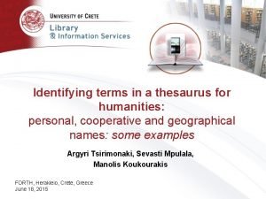 Identifying terms in a thesaurus for humanities personal