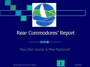 Rear Commodores Report MaryEllen Zwicker Mike Mac Donald