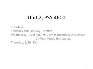 Unit 2 PSY 4600 Schedule Thursday and Tuesday