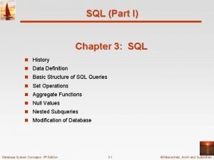 SQL Part I Chapter 3 SQL n History