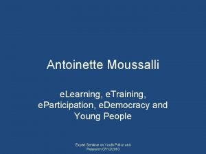 Antoinette Moussalli e Learning e Training e Participation