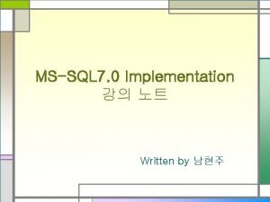 MSSQL 7 0 Implementation Written by SELECT title