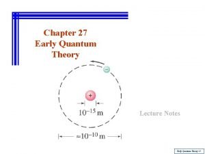Chapter 27 Early Quantum Theory Lecture Notes Early