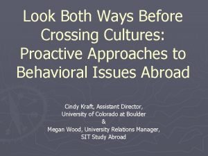 Look Both Ways Before Crossing Cultures Proactive Approaches