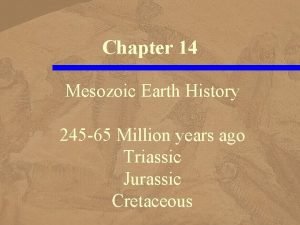 Chapter 14 Mesozoic Earth History 245 65 Million