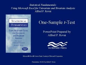 Statistical Fundamentals Using Microsoft Excel for Univariate and