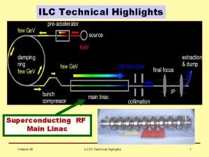 ILC Technical Highlights Superconducting RF Main Linac 3