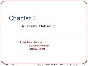 Chapter 3 The Income Statement Power Point Authors