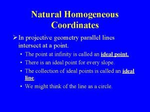 Natural Homogeneous Coordinates In projective geometry parallel lines