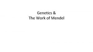 Mendel's monohybrid cross